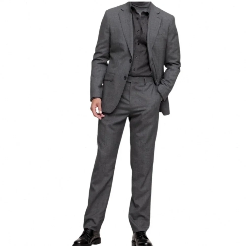 Banana Republic Blazer 46R Dark‎ Charcoal Tailored Slim Fit Wool Blend 2-Button